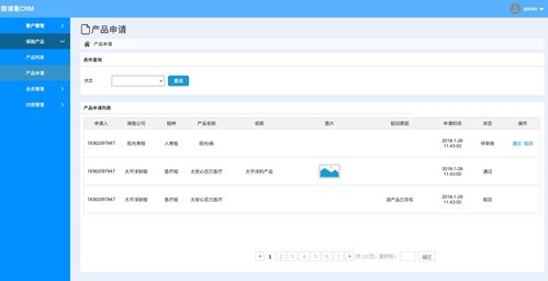 保险销售类crm后台管理系统 axure rp原型